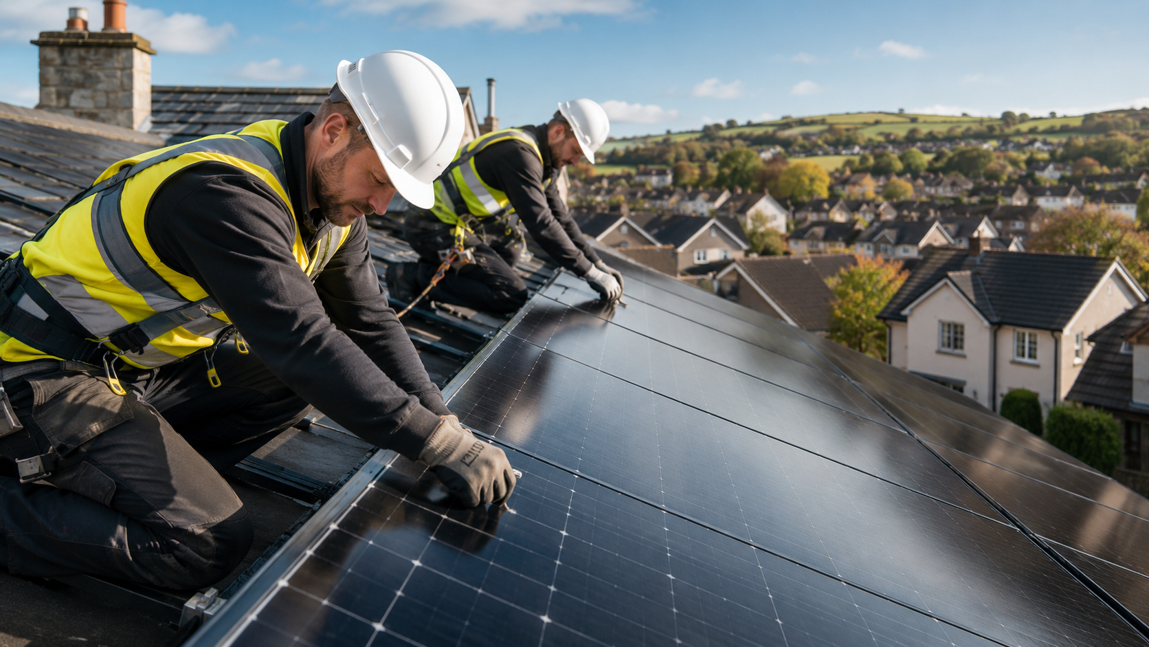 Sublime solar PV installers fitting panels on a UK home roof